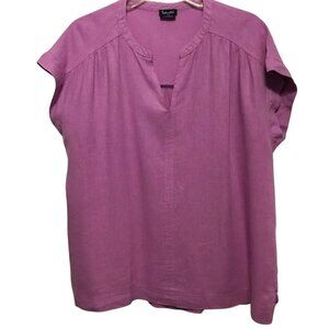 Splendid NWOT Smock-Style Blouse Cap Sleeve Linen Blend Women's Size L Orchid